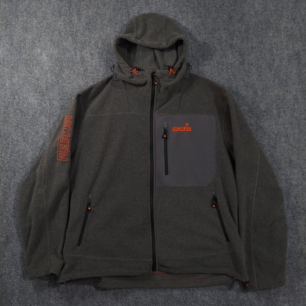 Norfin Jacket Mens 3XL Gray Fleece Hooded Full Zip Ultimate‎ Protection Outdoor